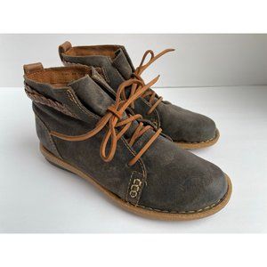 Born Women's Temple Boot - Dark Grey Suede Lace Up US Size 9 F32529
